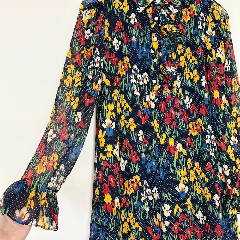 Tory Burch Livia Iris Garden Printed Long-Sleeve Dress